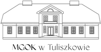 Grafika przedstawia logo MGOK - rycinę pałacu w Tuliszkowie